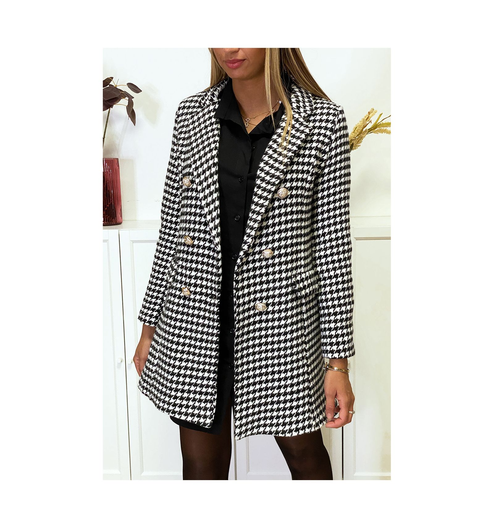 veste motif pied de poule