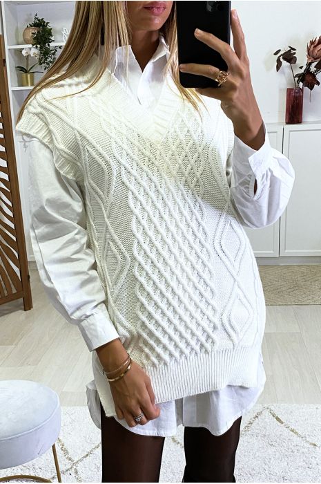 pull sans manche beige femme