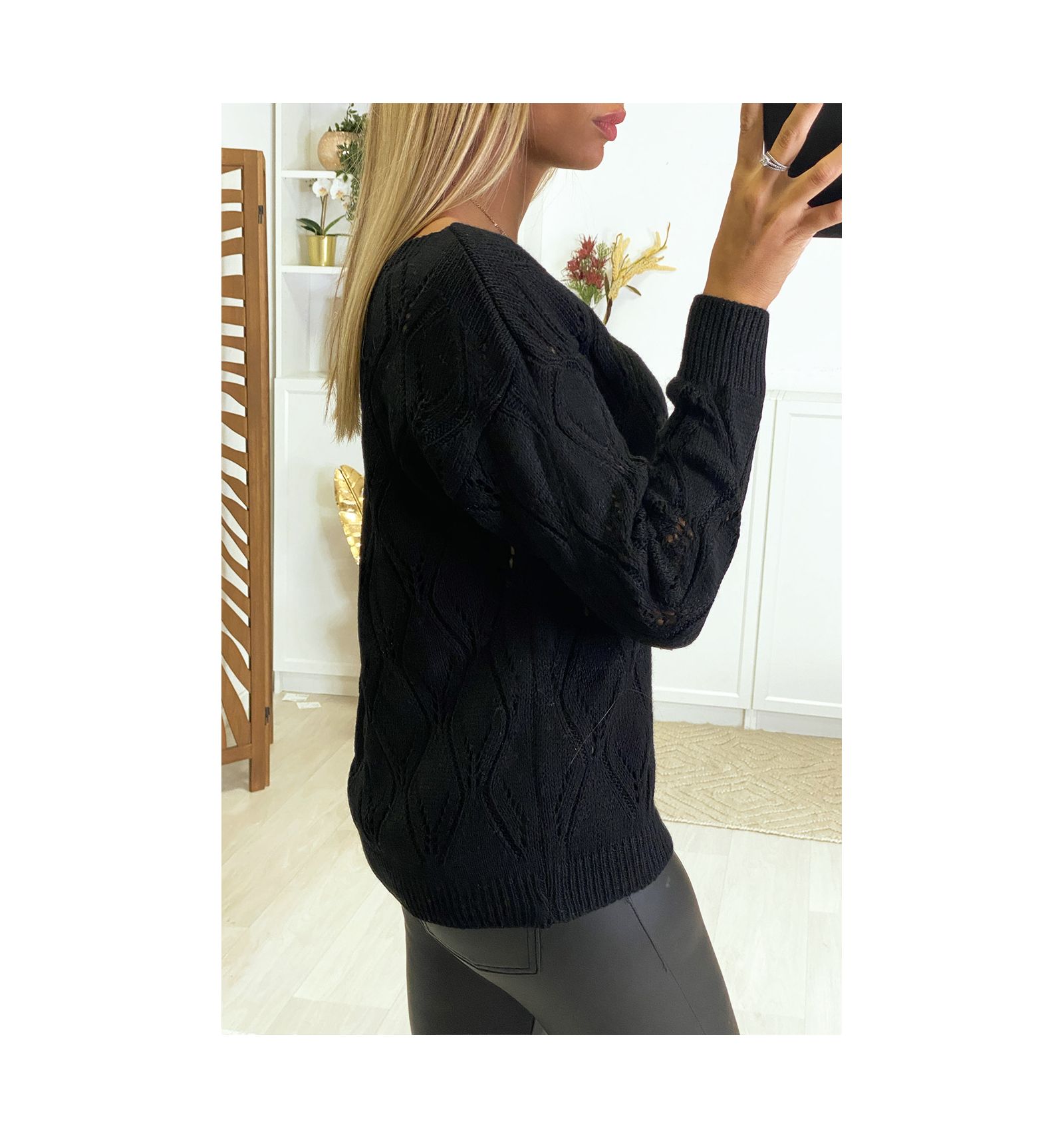 pull jacquard losange femme