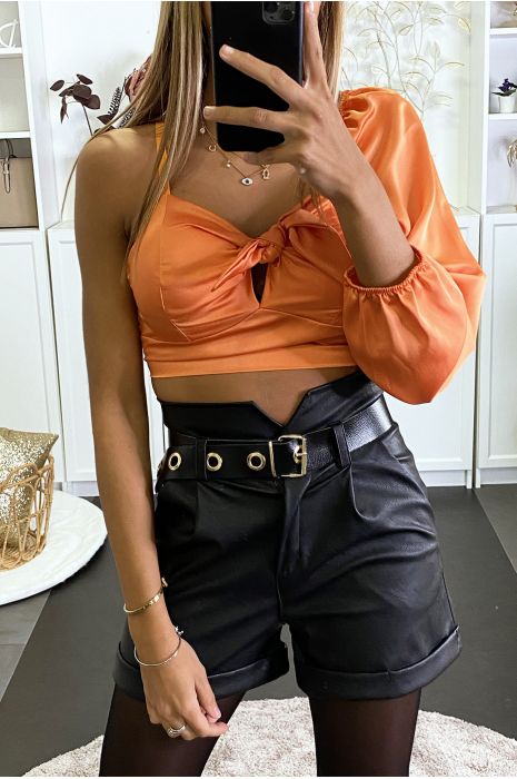 satin orange top