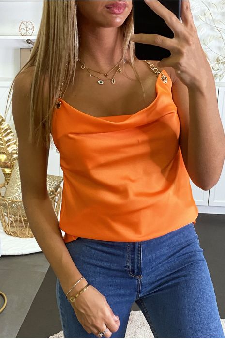 satin orange top