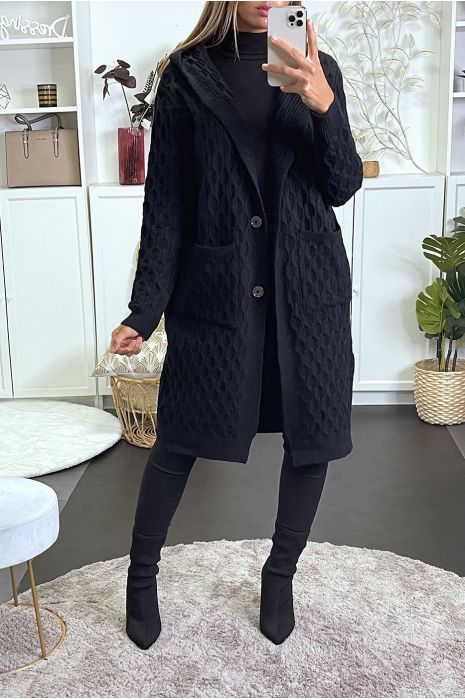 thick black knitted cardigan
