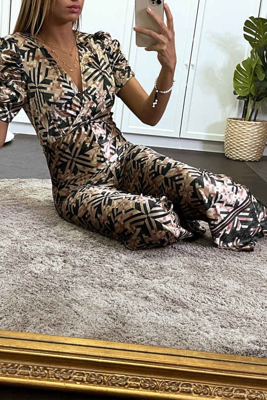 Combinaison palazzo beige en velours Combinaison palazzo beige en velours