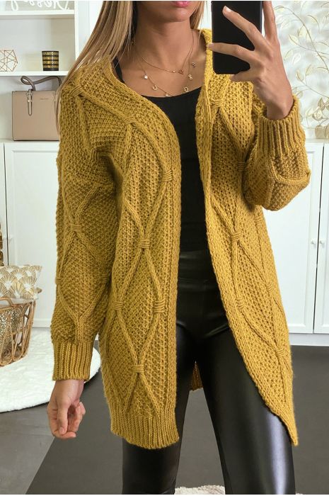 mustard wool cardigan