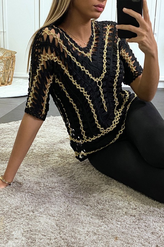 Top rouge en filet et dorure Top rouge en filet et dorure