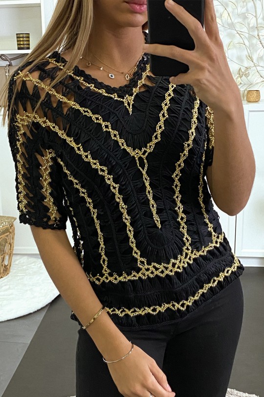 Top rouge en filet et dorure Top rouge en filet et dorure
