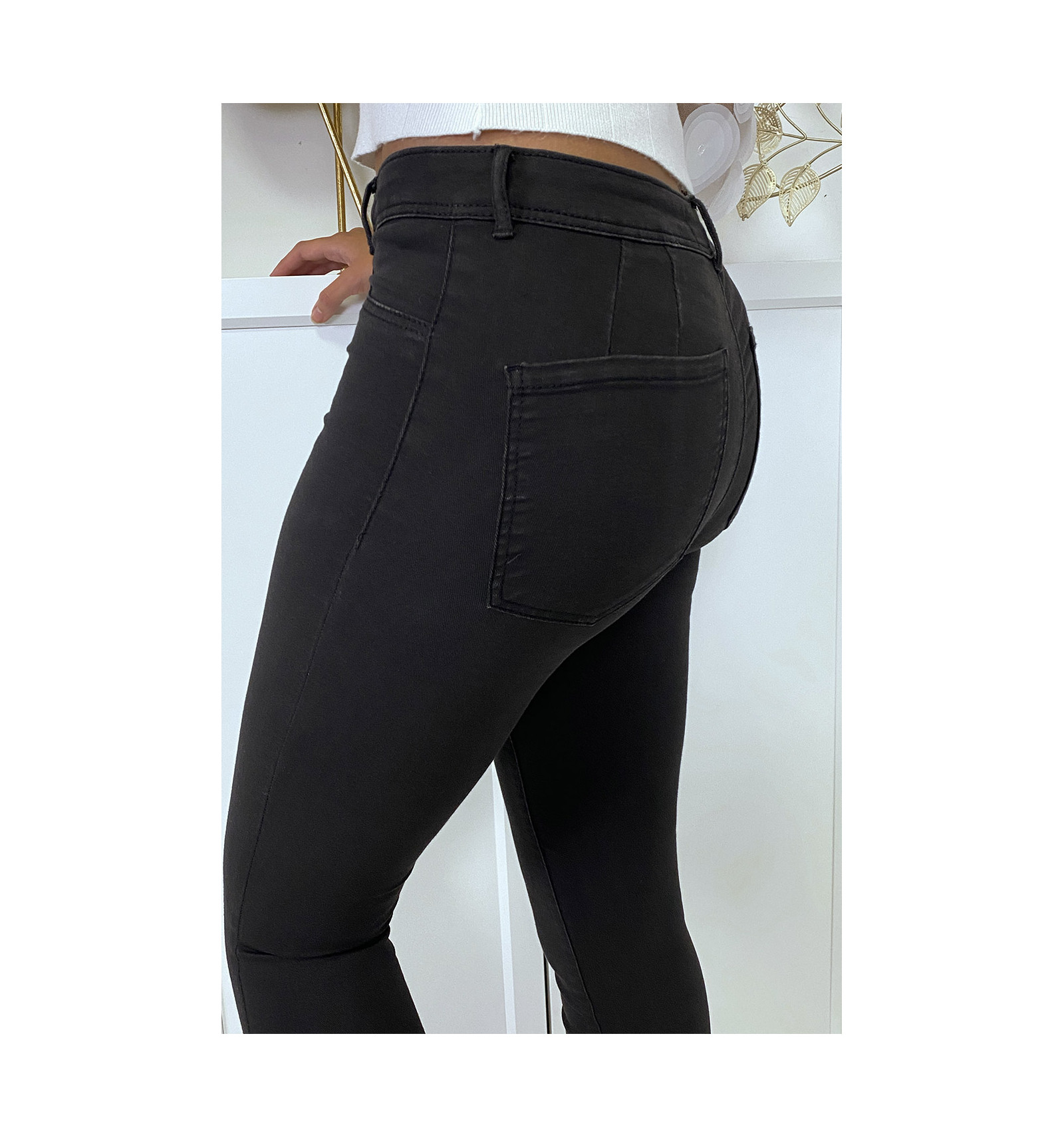 Jean slim noir taille basse