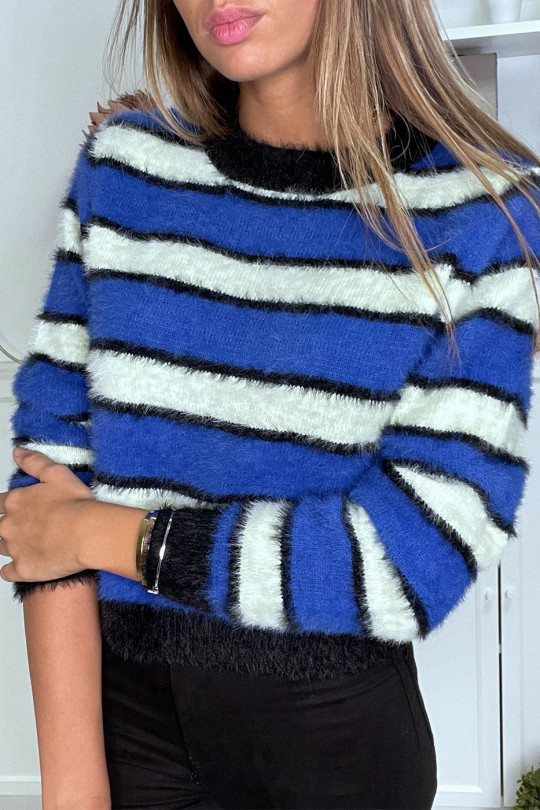 Pull duveteux fuchsia et blanc Pull duveteux fuchsia et blanc
