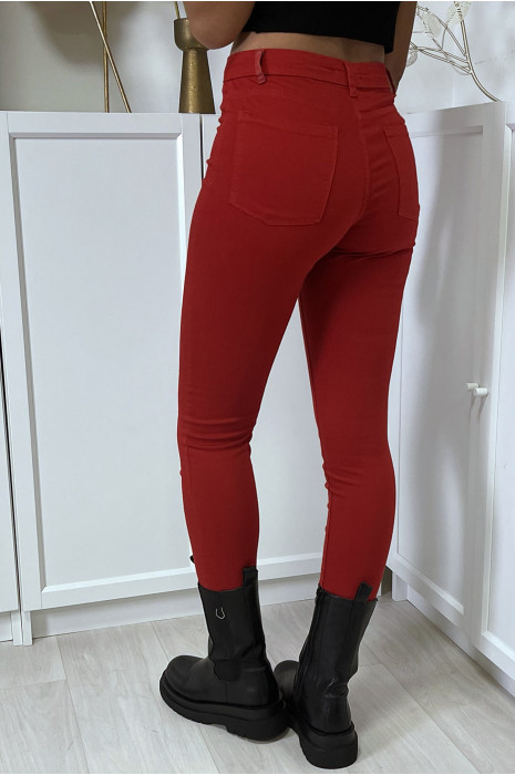 Jean rouge taille haute Clearance