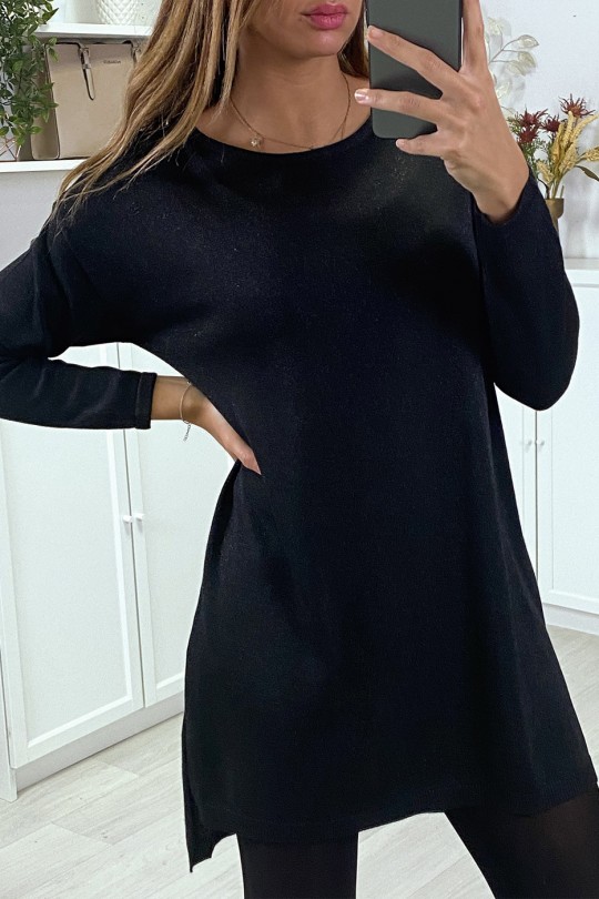 Robe pull scintillante noir avec filet au dos Robe pull scintillante noir avec filet au dos