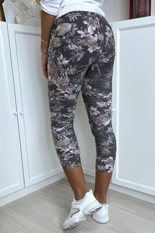 Legging noir et gris à motif fleurs effet destroy Legging noir et gris à motif fleurs effet destroy