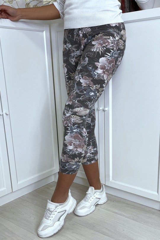 Legging noir et gris à motif fleurs effet destroy Legging noir et gris à motif fleurs effet destroy