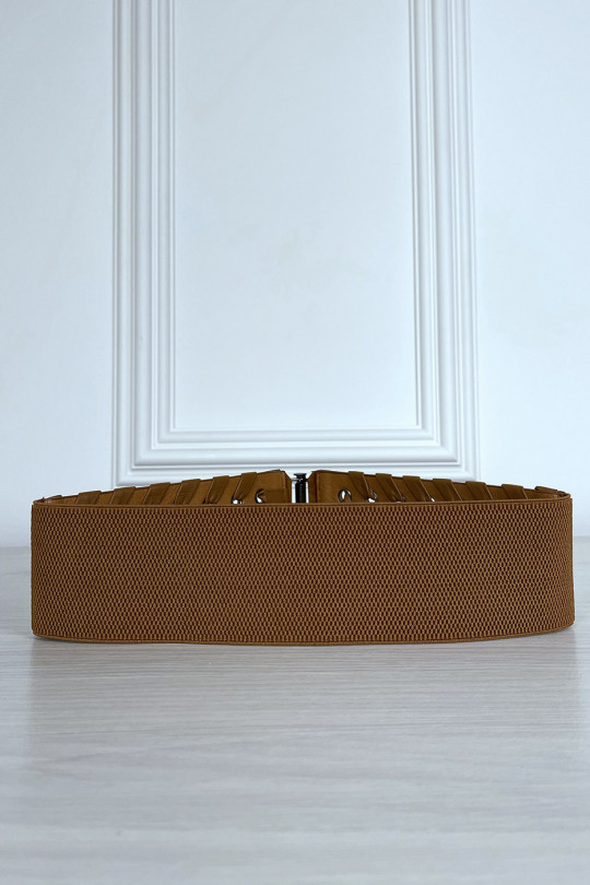 Ceinture camel en suédine tréssé avec élastique au dos Ceinture camel en suédine tréssé avec élastique au dos
