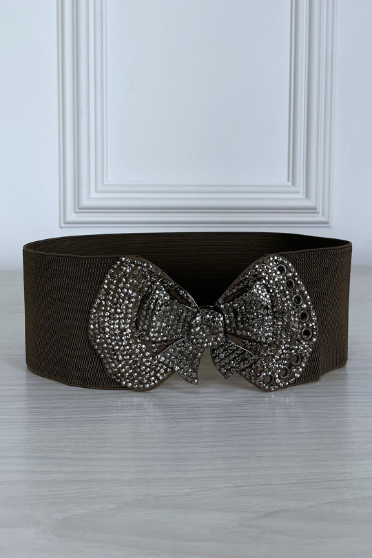 Ceinture élastique marron avec boucle papillon en strass Ceinture élastique marron avec boucle papillon en strass