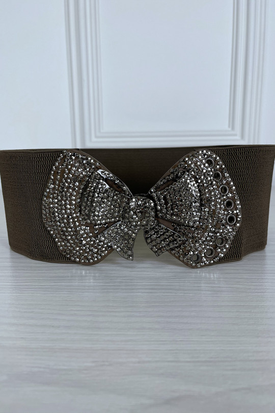 Ceinture élastique marron avec boucle papillon en strass Ceinture élastique marron avec boucle papillon en strass
