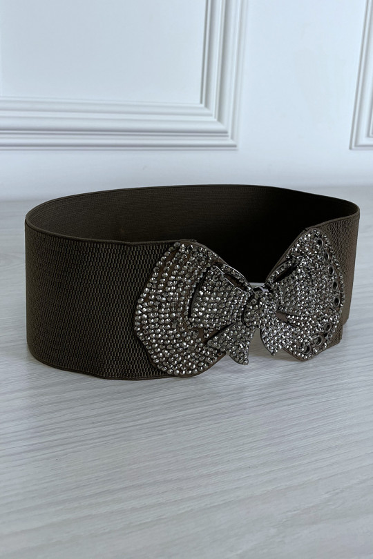 Ceinture élastique marron avec boucle papillon en strass Ceinture élastique marron avec boucle papillon en strass