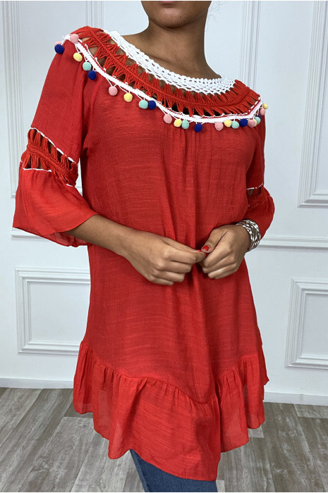 robe de plage pompon