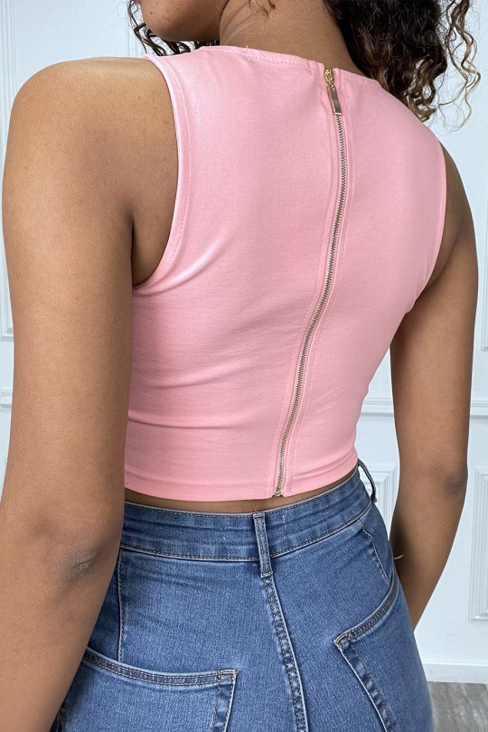 Top rose avec lacet à l'avant Top rose avec lacet à l'avant