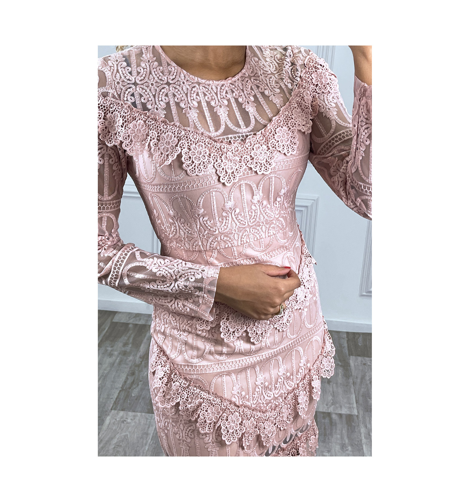 robe sequin rose poudre