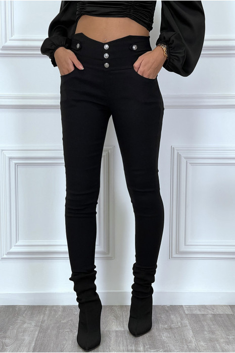 Pantalon noir taille haute en simili cuir