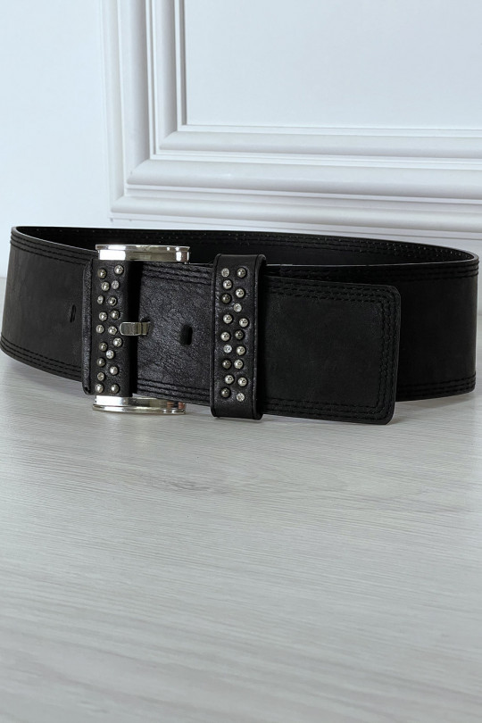 Ceinture noire large serti de strass Ceinture noire large serti de strass