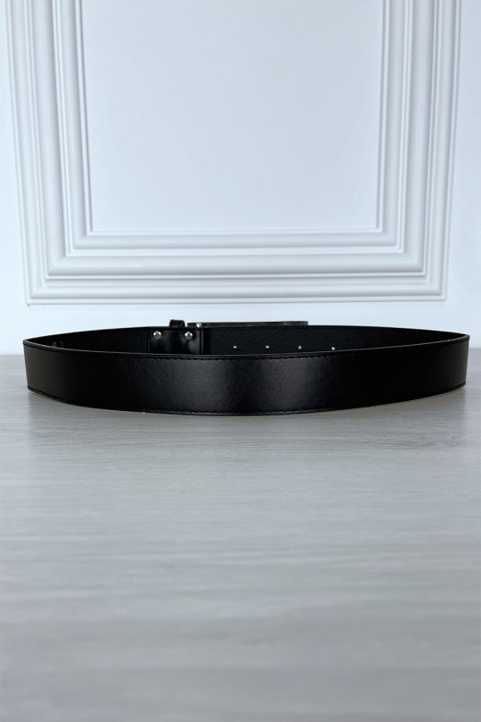 Ceinture noire fine à boucle rectangulaire à strass Ceinture noire fine à boucle rectangulaire à strass