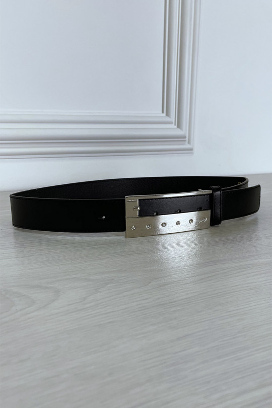 Ceinture noire fine à boucle rectangulaire à strass Ceinture noire fine à boucle rectangulaire à strass