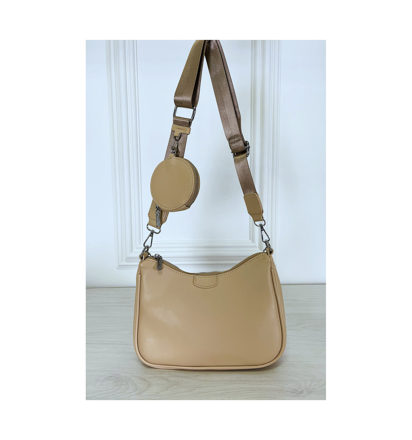 sac a main bandouliere beige