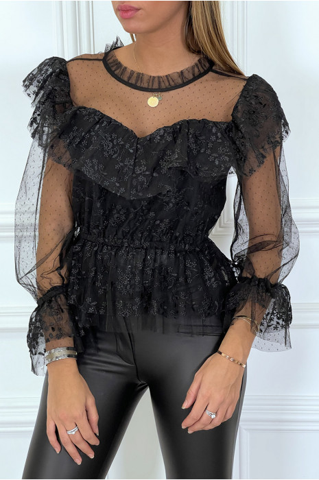 high collar lace blouse