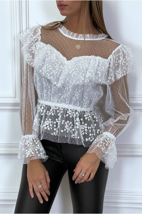 high collar lace blouse