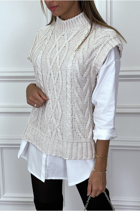 pull beige maille