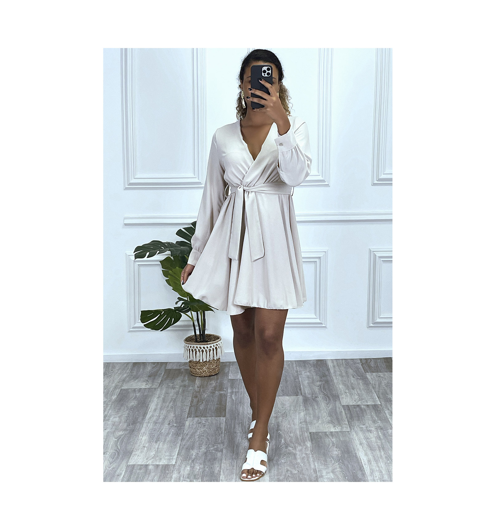 robe patineuse beige