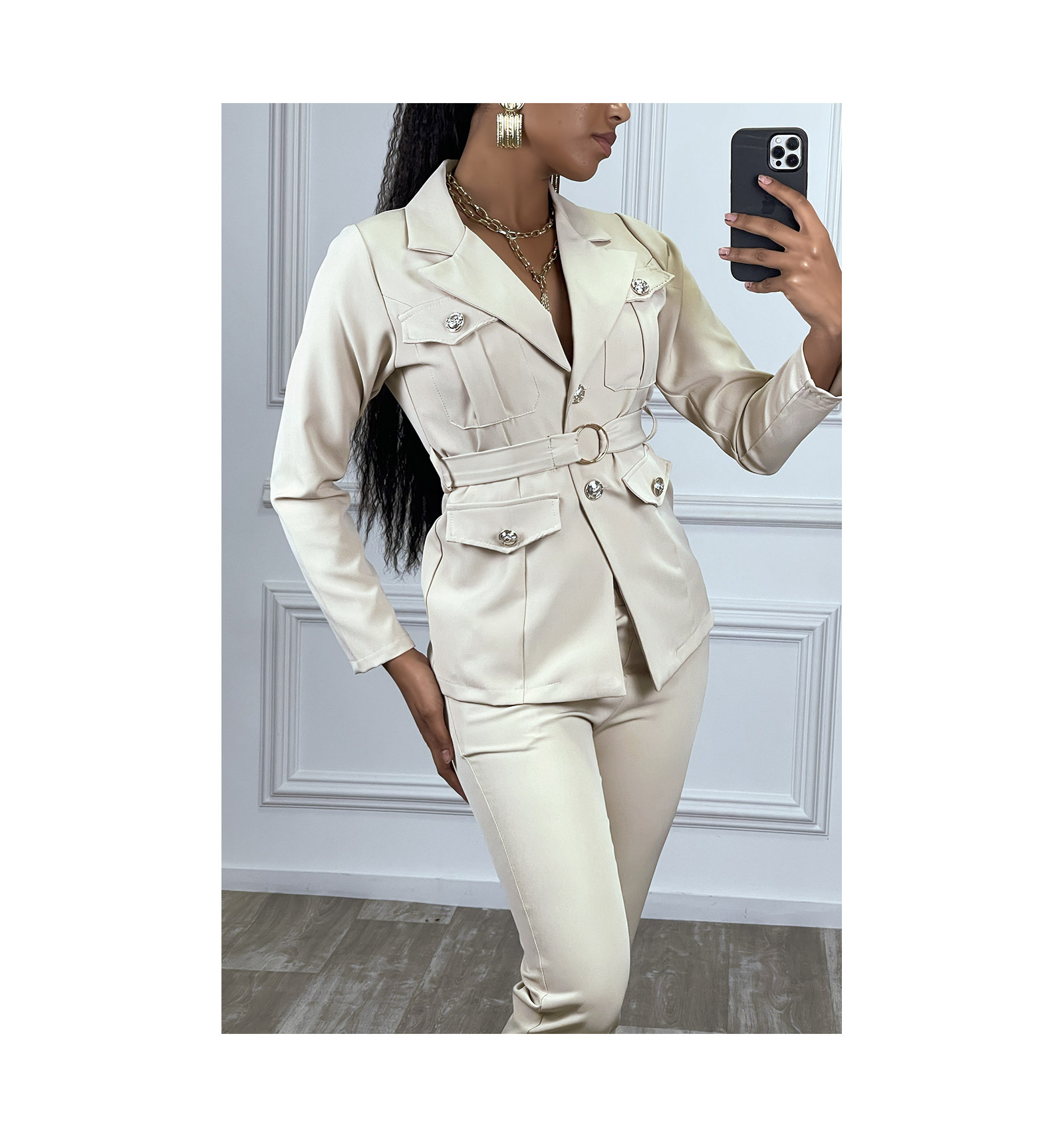 ensemble tailleur beige