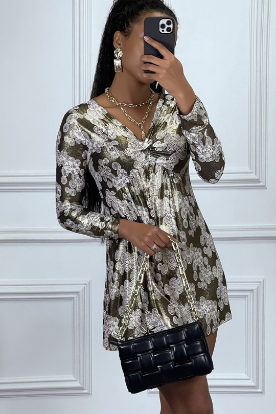 Robe noire brillante à col v et froncée Robe noire brillante à col v et froncée