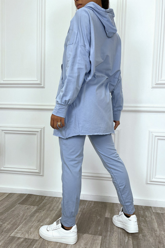 Ensemble jogging turquoise avec sweat oversize à capuche et poche kangourou et jogging Ensemble jogging turquoise avec sweat oversize à capuche et poche kangourou et jogging
