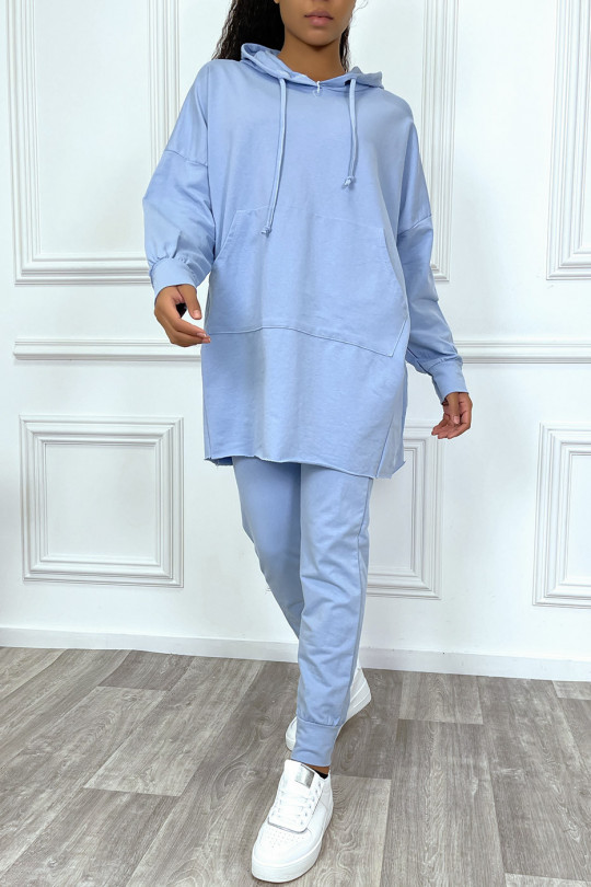Ensemble jogging turquoise avec sweat oversize à capuche et poche kangourou et jogging Ensemble jogging turquoise avec sweat oversize à capuche et poche kangourou et jogging