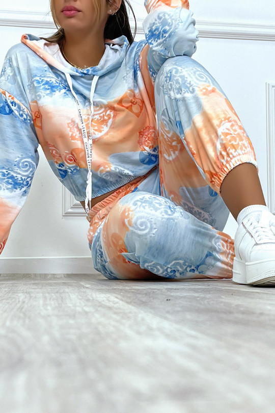 Ensemble jogging tie and dye turquoise avec crop sweat et jogging Ensemble jogging tie and dye turquoise avec crop sweat et jogging