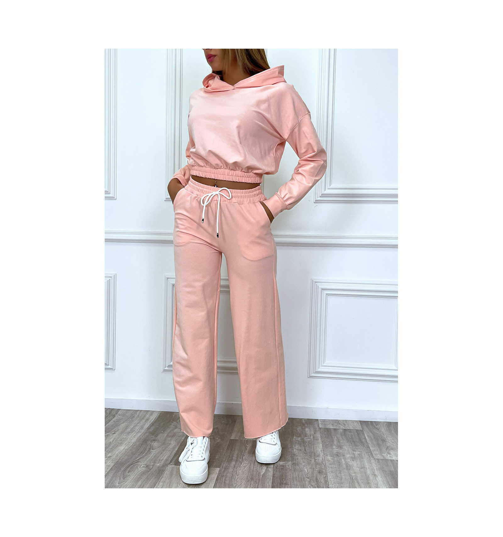 jogging femme noir et rose