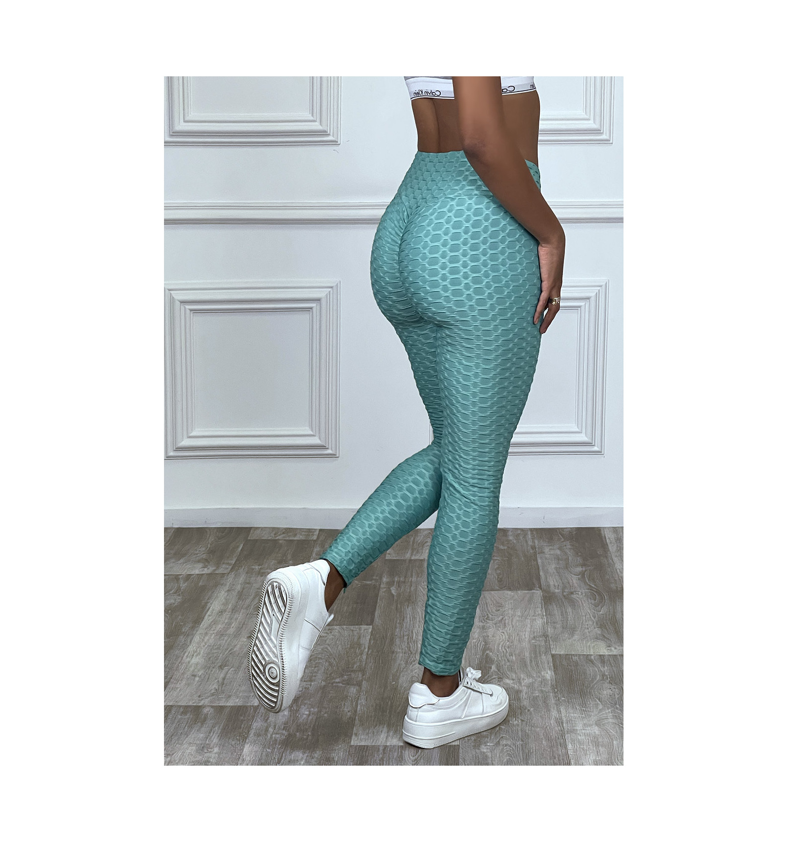 Leggings desporto cintura subida em malha com relevo push up - Susana  Gateira Shop