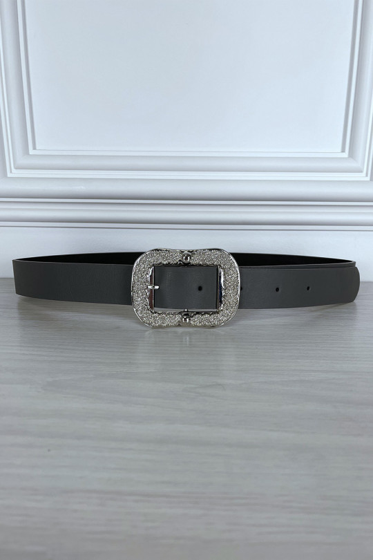 Ceinture grise tendance avec boucle en argent Ceinture grise tendance avec boucle en argent