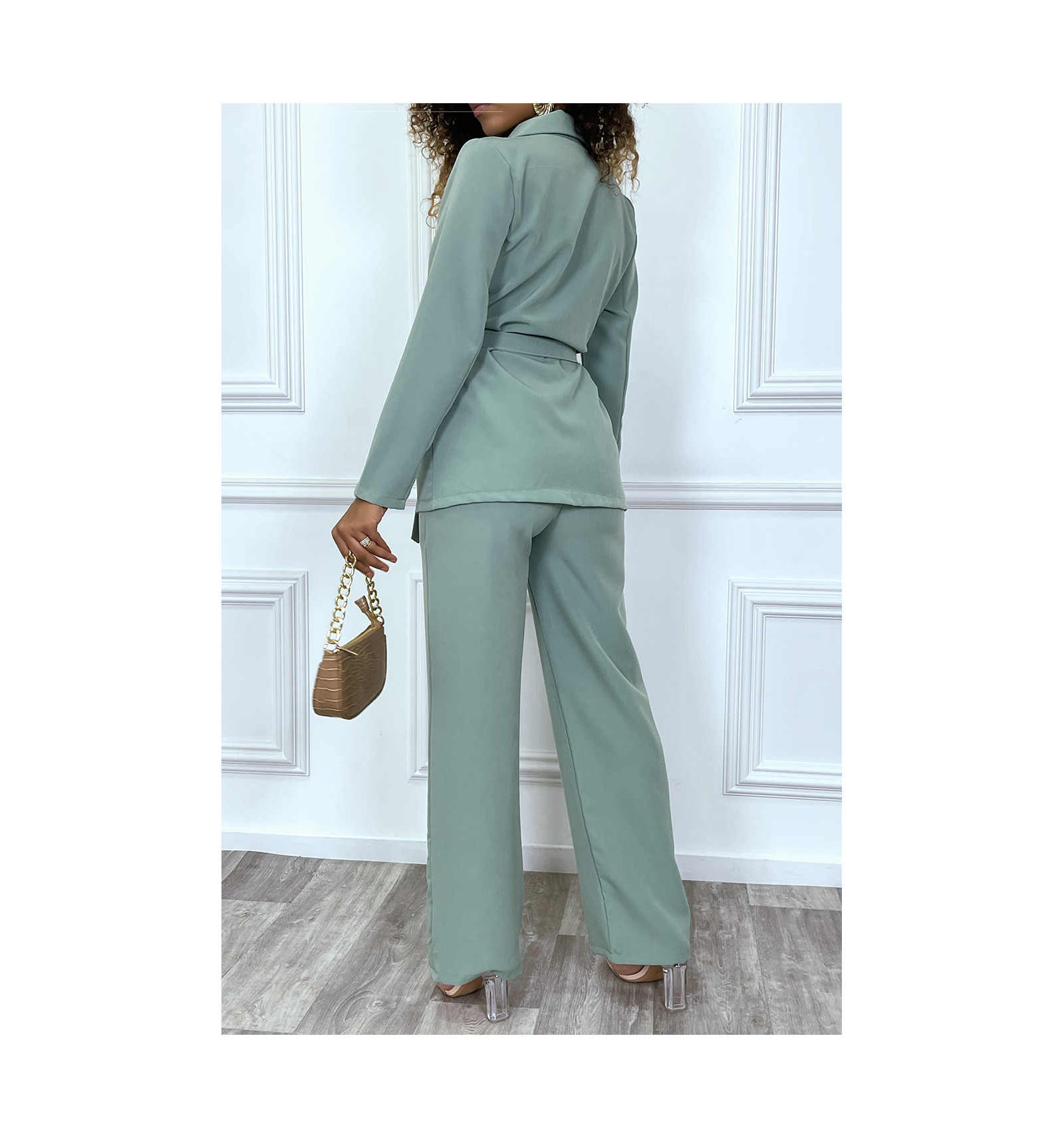 ensemble tailleur vert