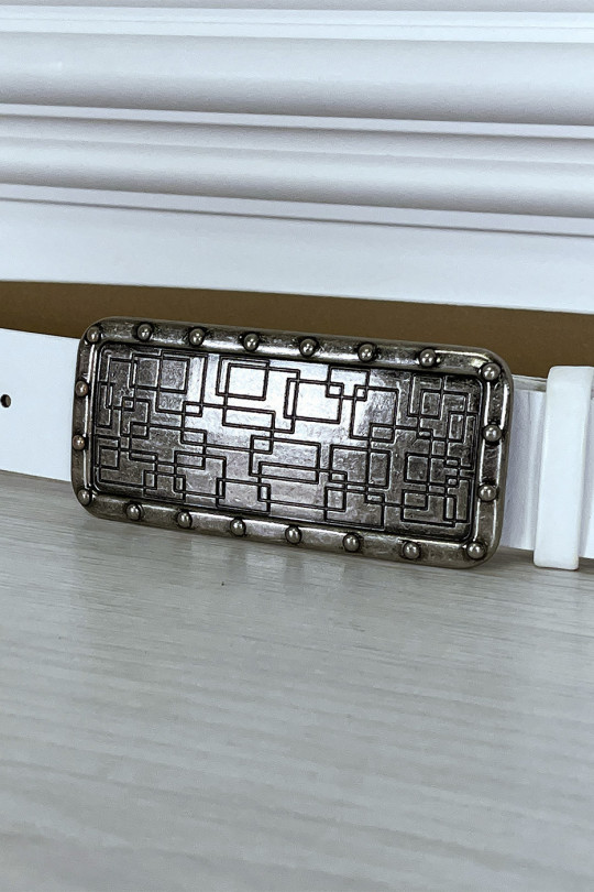 Ceinture blanche fine avec boucle rectangle Ceinture blanche fine avec boucle rectangle