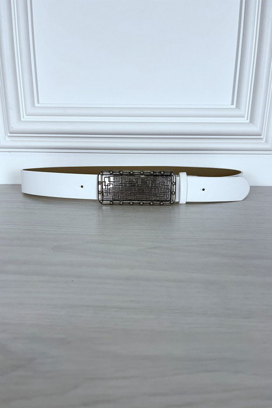 Ceinture blanche fine avec boucle rectangle Ceinture blanche fine avec boucle rectangle