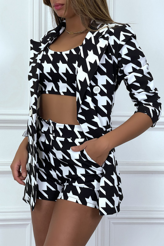 Ensemble tailleur 3 pièces motif pied de poule Ensemble tailleur 3 pièces motif pied de poule