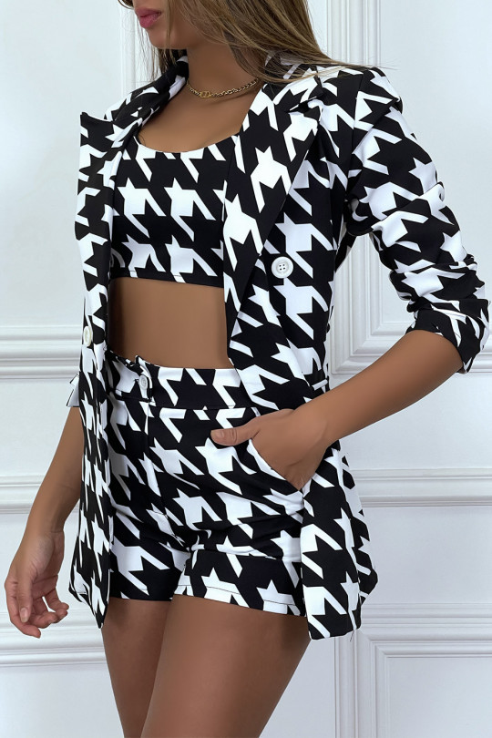 Ensemble tailleur 3 pièces motif pied de poule Ensemble tailleur 3 pièces motif pied de poule