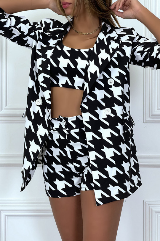 Ensemble tailleur 3 pièces motif pied de poule Ensemble tailleur 3 pièces motif pied de poule