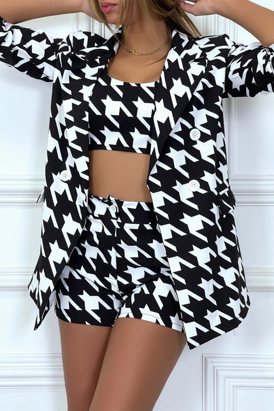 Ensemble tailleur 3 pièces motif pied de poule Ensemble tailleur 3 pièces motif pied de poule