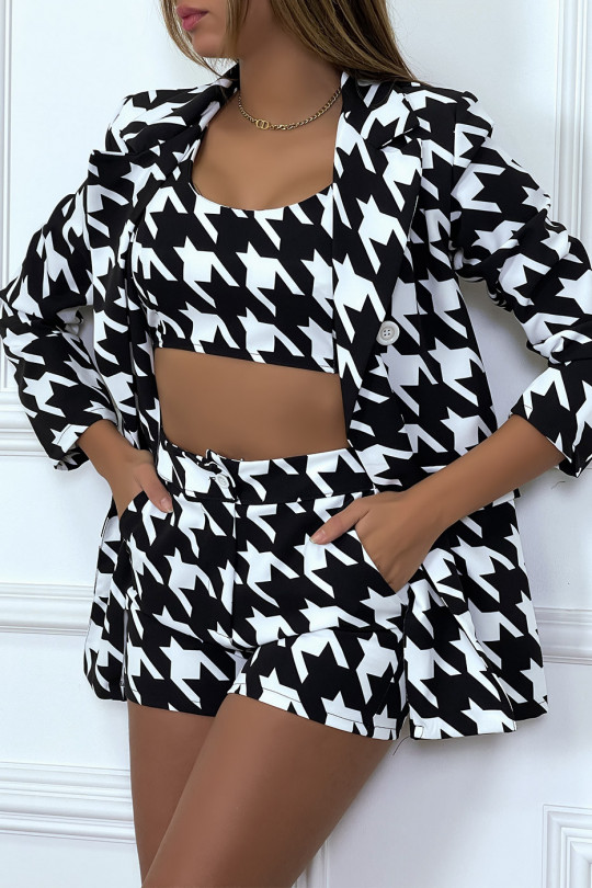 Ensemble tailleur 3 pièces motif pied de poule Ensemble tailleur 3 pièces motif pied de poule