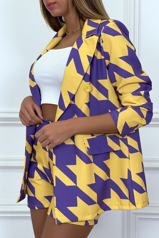 Ensemble tailleur 3 pièces motif pied de poule Ensemble tailleur 3 pièces motif pied de poule