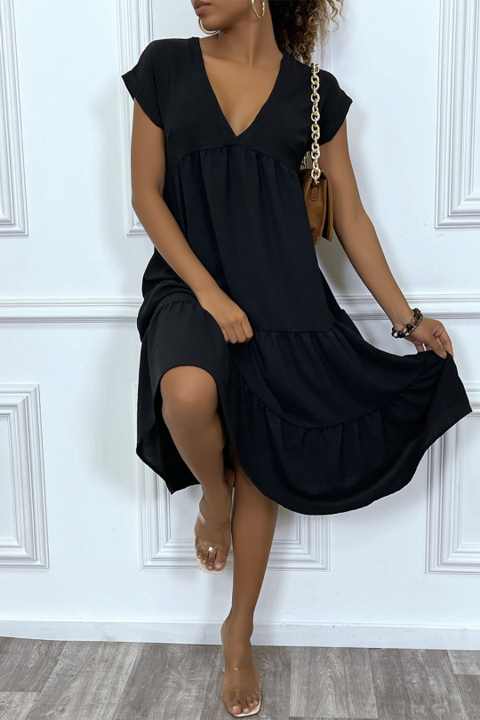 robe noire fluide col v
